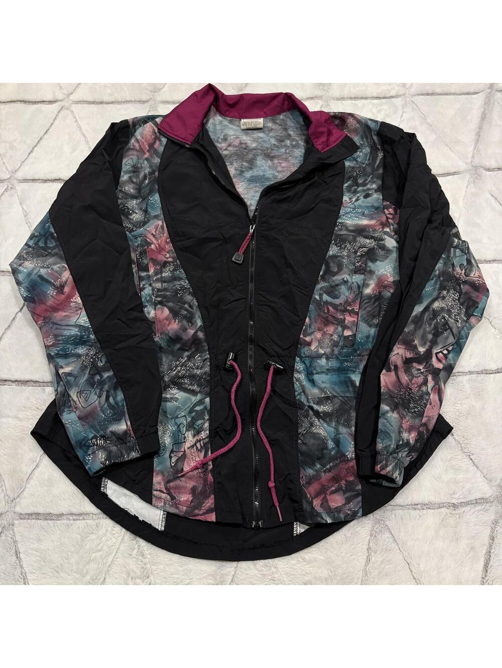 Hind Lightweight Vintage 90s Women's Size Medium USA Made Colorful Zip-Up Jacket